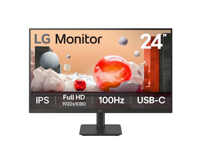 LG 24' IPS Full HD Monitor, 1920x1080, 3-side borderless design, 100 Hz, USB‑C (65W PD), Reader Mode & Flicker Safe, tilt adjustable, 24MS530B-B.AAU