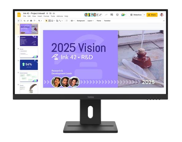 LENOVO ThinkVision E27Q-40 27' 100Hz QHD IPS Monitor 2K 2560x1440 16:9 4ms Tilt Swivel Pivot Height Adjust 2xHDMI DP VESA 3yr WTY Black ~63ECGAR2AU, 64BDGAR4AU