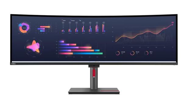 LENOVO ThinkVision P49W-30 49' Dual QHD Curve Monitor IPS 5K 5120x2160 21:9 Height Adjustable Tilt Swivel DP HDMI TBT4 USB-C Hub USB-B LAN Audio VESA, 63DBRAR1AU