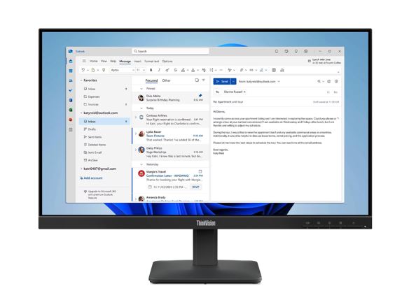 LENOVO ThinkVision S24-4E 23.8' 24' FHD IPS Monitor 1920x1080 16:9 4ms 100Hz Anti-glare Tilt VGA HDMI Tilt VESA 3yr WTY Black ~63DEKAR3AU, 64B5KAR1AU