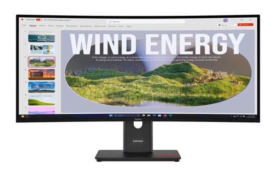 LENOVO ThinkVision T34WD-40 34' 120Hz WQHD Monitor 1500R Curve 4K 3440x1440 21:9 Height Adjustable Tilt Swivel USB-C Dock 100W PD DP HDMI LAN 3xUSB-A, 64AEGAR1AU