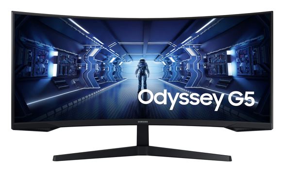 Samsung 34' Odyssey G55T WQHD Curved 3440x1440 21:9 1000R 165Hz 1ms 250 cd/㎡ FreeSync VA DP HDMI Headphone Tilt VESA Gaming Monitor Black 3YR, LC34G55TWWEXXY