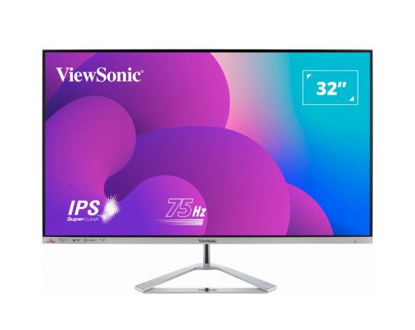 ViewSonic 32' Office Professional Stylish Elegant & Ultra Thin bezel, SuperClear IPS 4ms, FHD,HDMI,DP,VGA,Speakers,Low Energy 26w,V100,Monitor,3YARW, VX3276-MHD-3