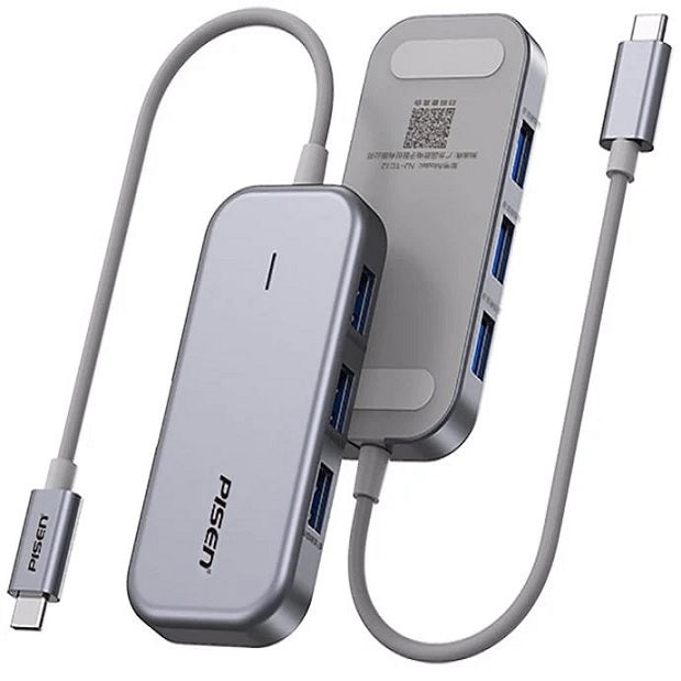 Pisen 6-in-1 Multi-Port USB-C Multi-functional Docking Station - Grey, 3x USB-A (3.0), 1x VGA, 1x HDMI, 1x RJ-45, 2 Years Warranty