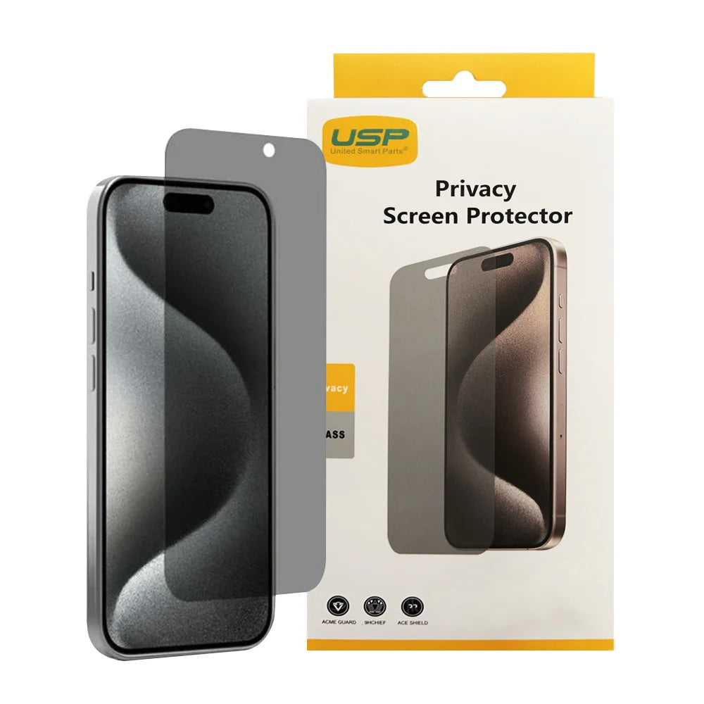 USP Apple iPhone 16 / iPhone 15 Pro / iPhone 15 (6.1') Privacy Screen Protector - Privacy Protection, Scratch Resistant, Bubble-free, 3 Years Warranty, MPA-UAGPIP16