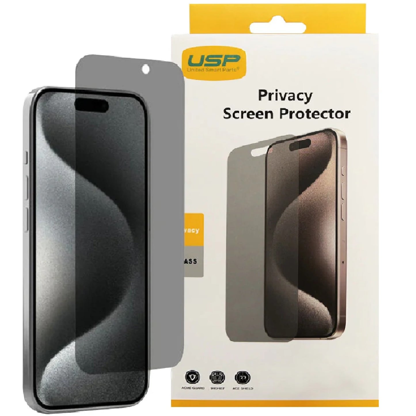 USP Apple iPhone 17 Pro / iPhone 17 / iPhone 16 Pro (6.3') Privacy Screen Protector - Privacy Protection, Scratch Resistant, 3 Years Warranty, MPA-UAGPIP16P