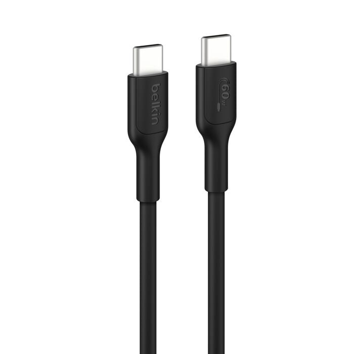 Belkin BoostCharge USB-C to USB-C Cable (2M) - Black (CAB023FQ2MBK), 3A/60W, 480Mbps, 300K+ Bends, Apple, Samsung, USB-IF Certified, 2 Years Warranty