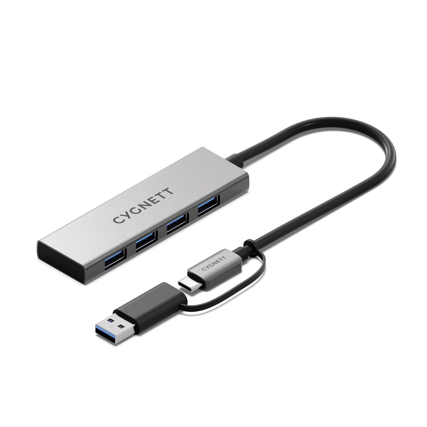 Cygnett Unite 4-in-1 USB-C to USB-A Hub- White(CY5388CYHUB),4x USB-A,10GBps Transfer,Aluminium outershell,USB-C to USB-A Adapter,2Years Warranty