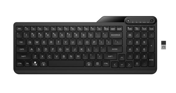 HP 475 Dual-Mode Wireless Keyboard Bluetooth 5.3 Up to 24M Battery life USB Type-A port Multi-OS Device Unifying Dongle Slim full numpad Black, 7N7B9AA