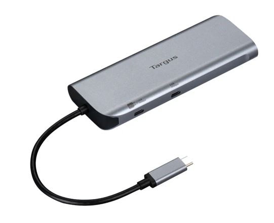 Targus Dual Video Mobile Dock with 140W EPR Pass-Thru USB-C 3.2 Ethernet 2xHDMI 2x USB-A 2xUSB-C Silver USB-C with 140W PD 3Y WTY, DOCK427GL