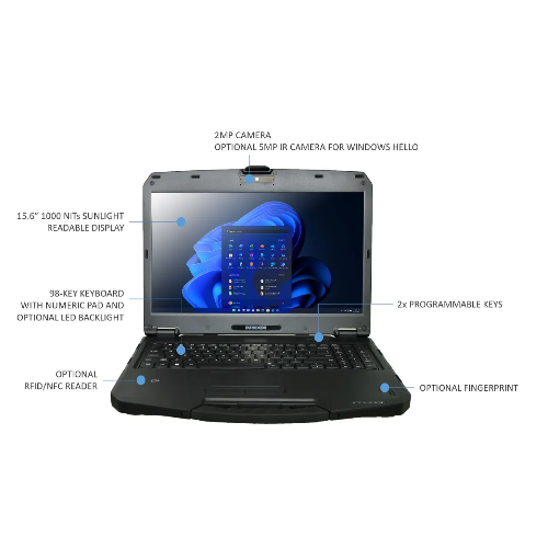 DURABOOK S15, 15' FHD, Intel Core i5-1235U, Windows 11, 8GB RAM, 256GB PCIe SSD,Wi-Fi 6E, Bluetooth v5.3, 2MP Front Camera, 3 year Warranty, S5G1P2AAHBXE