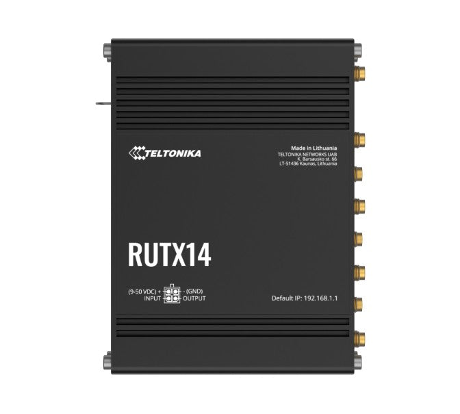 Teltonika RUTX14 4G LTE CAT12 Industrial Cellular Router, Instant LTE Failover, Dual Band WiFi 802.11ac, GNSS/GPS and Bluetooth LE, PSU included, RUTX14000300