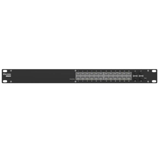 Teltonika SWM281 Gigabit Ethernet managed switch, 24 Gigabit Ethernet with 4 SFP ports, VLAN segmentation, 2-year free RMS, SWM281000000