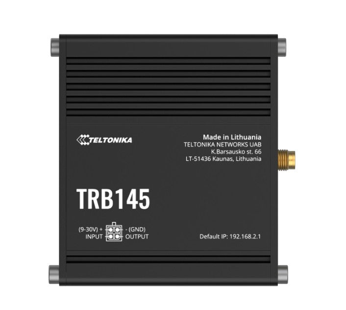 Teltonika TRB145 Industrial Rugged LTE RS485 Gateway, 4G/LTE (Cat 1), Equipped with RS485, Compatible with Industrial DNP3, PSU included, TRB145106000