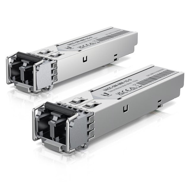 Ubiquiti UFiber SFP Multi-Mode Fiber Module, 2-Pack, 1.25 Gbps Throughput, 1.25 Gbps Throughput, Supports Connections Up to 550 m, UACC-OM-MM-1G-D-2