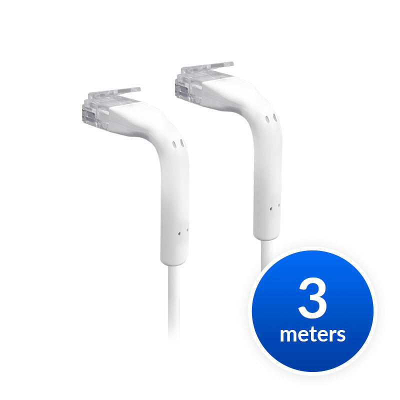 Ubiquiti UniFi Patch Cable Single Unit, 3m, White, End Bendable to 90 Degree, RJ45 Ethernet Cable, Cat6, Ultra-Thin 3mm Diameter, U-Cable-Patch-3M-RJ45
