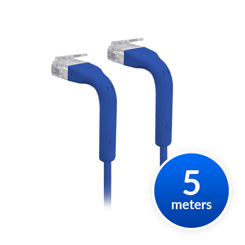 Ubiquiti UniFi Patch Cable Single Unit, 5m, Blue, End Bendable to 90 Degree, RJ45 Ethernet Cable, Cat6, Ultra-Thin 3mm Diameter, U-Cable-Patch-5M-RJ45-BL