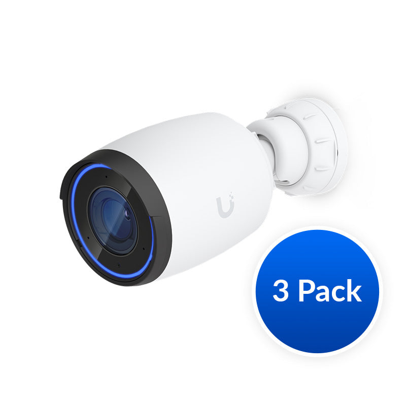 Ubiquiti AI Professional UniFi Protect Indoor/Outdoor 4K PoE Camera, White, 3 Pack - OEM, Waterproof IP65, PoE+ Power, Max Power 11W, GbE RJ45 Port,, NHU-UVC-AI-PRO-W-3