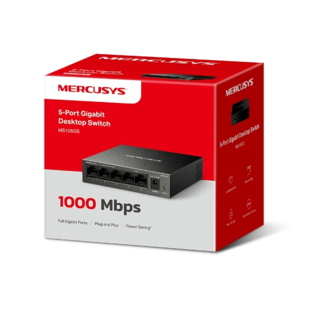 TP-LINK Mercusys MS105GS 5-Port Gigabit Desktop Switch, 5x10/100/1000 MbpsRJ45 port Supporting Auto-MDI/MDIX