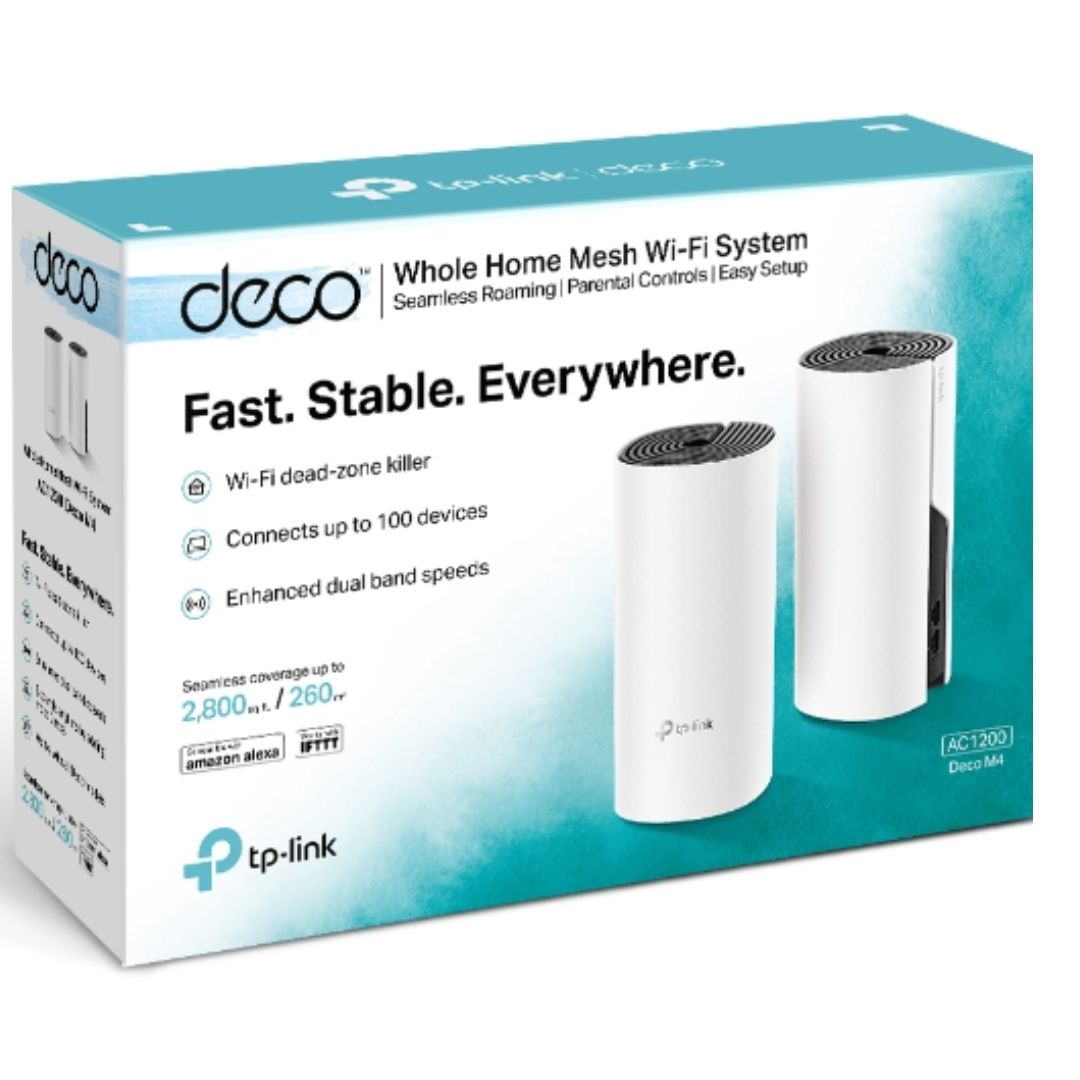 TP-Link Deco M4 (2-pack) AC1200 Whole Home Mesh Wi-Fi (2-Pack), Up to 1167 Mbps, Parental Controls, Seamless AI Roaming, Gaming & Streaming, Smart Hom, Deco M4(2-pack)