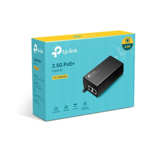 TP-Link TL-POE260S 2.5G PoE+ Injector, 1x 2.5G PoE Port, 1x 2.5G Non-PoE Port, Data and Power Carried over The Same Cable Up to 100 Meters, Pocket Siz