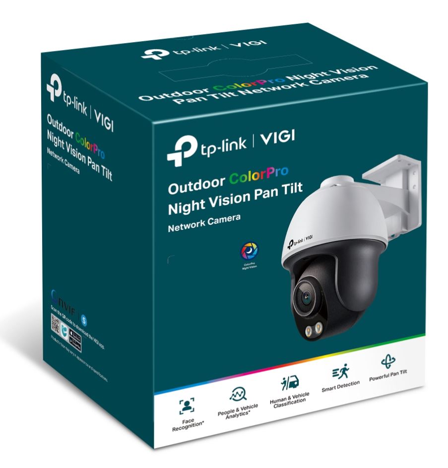 TP-Link VIGI 4MP C540S(4mm) Outdoor ColourPro Night Vision Pan Tilt Network Camera, 4mm Lens, Smart Detection,3YW, VIGI C540S(4mm)