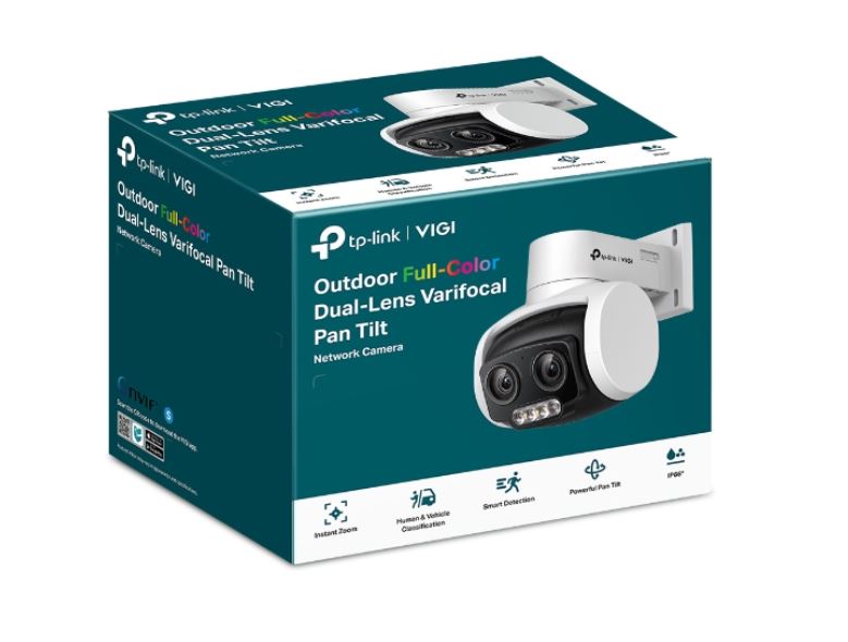 TP-Link VIGI 4MP C540V Outdoor Full-Color Dual-Lens Varifocal Pan Tilt Network Camera,Two-Way Audio, Smart Detection 3YW, VIGI C540V