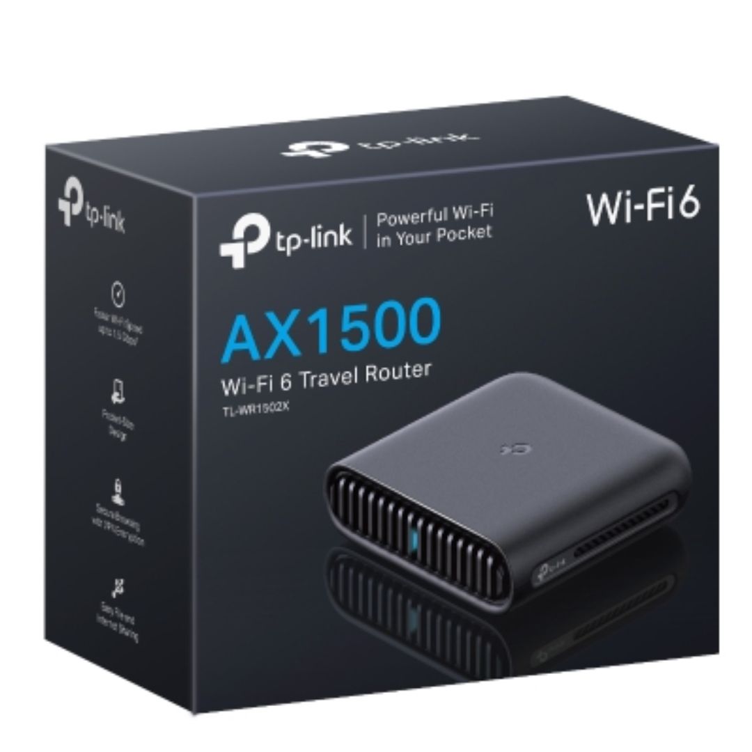 TP-Link TL-WR1502X AX1500 Wi-Fi 6 Travel Router, 1201 Mbps at 5 GHz + 300 Mbps at 2.4 GHz, 2x Internal Antennas, 1x Gigabit WAN Port + 1x Gigabit LAN