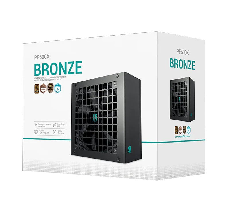 DeepCool PF600X 600W Gamer Storm 80+ Bronze/ Cybenetics ATX Power Supply 120mm Fan, Japanese & Taiwanese Capacitors, DC to DC, ATX12V V2.52, R-PF600X-HD0B-JGAU