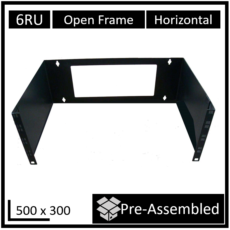 LDR Open Frame 6U Wall Mount Frame (500mm x 300mm) - Black Metal Construction, WB-CA-3406