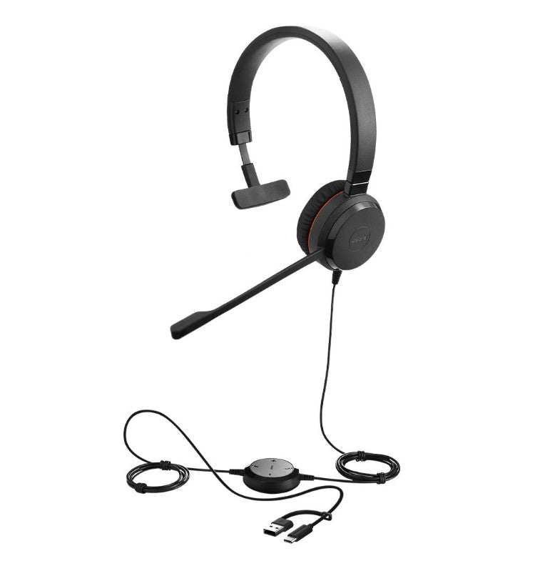 Jabra Evolve 30 II, USB C/A Mono MS Headset, Great calls and music, Plug-and-play connectivity, Manage calls easily, Flexible connectivity via 3.5 mm, 5393-823-369