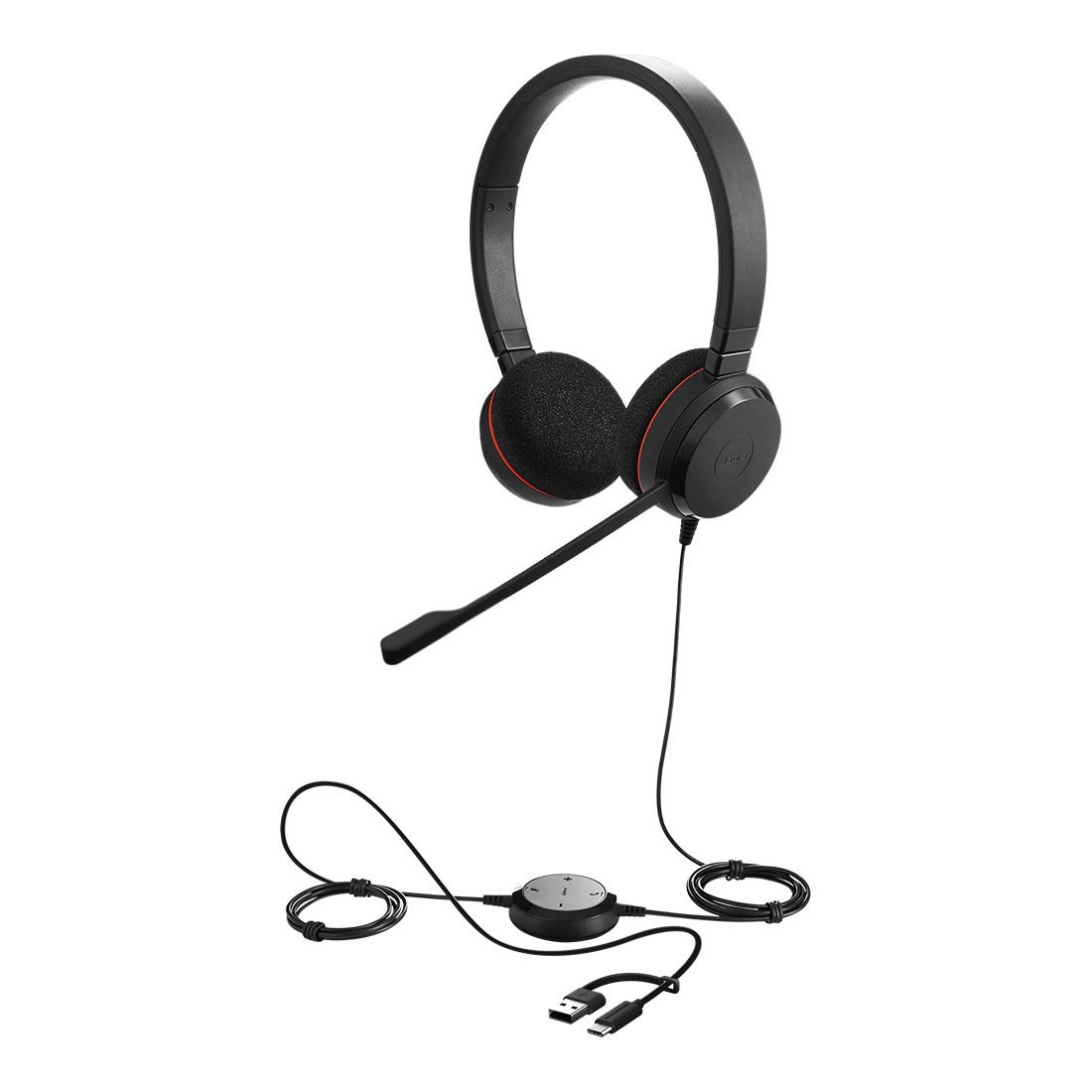 Jabra Evolve 20 SE, USB C/A, MS Stereo Headset, Plug-and-play, Noise-cancelling, Clearer Conversation, Manage Calls Easily, Leatherette Ear Cushions, 4999-823-369