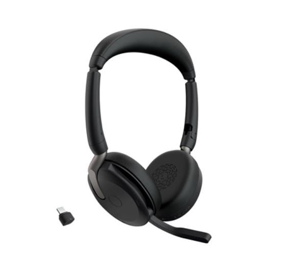 Jabra Evolve2 65 Flex MS Teams, Stereo Bluetooth Headset, Link380c USB-C Dongle, Foldable Design, 2Yr Warranty ANC, 20 hours battery life, 30m Range, 26699-999-899