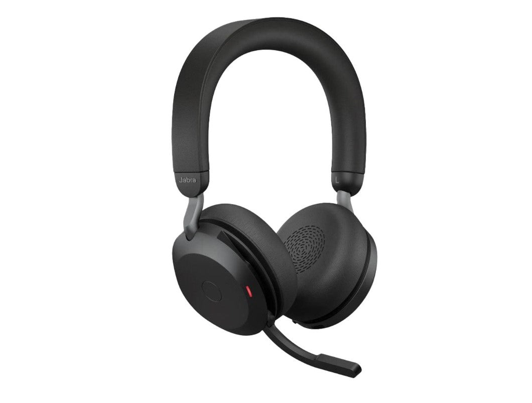Jabra Evolve2 75 USB-C Link380a MS Stereo Black, 8-Mic Technology, 36 Hours Battery & Fast Charge, Dual-Foam Tech, Discreet Hide-Away Boom Arm, 27599-999-899