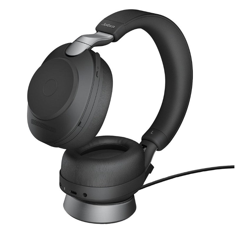Jabra Evolve2 85 UC Stereo Black Link 380 USB-A and Charging Stand USB-A ANC Bluetooth Headset, 10-Microphone Technology, Digital Hybrid ANC, 28599-989-899