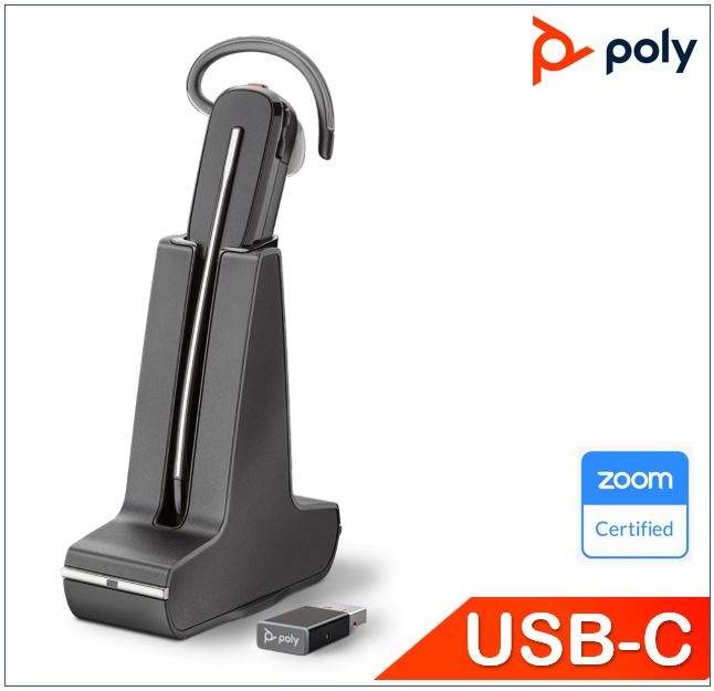 Polycom Asia Pacific Plantronics/Poly Savi 8245 UC,DECT Headset, USB-C, Convertible,Wireless, Unlimited talk time, crystal-clear audio, ANC, one-touch control,SoundGuard, 211207-02