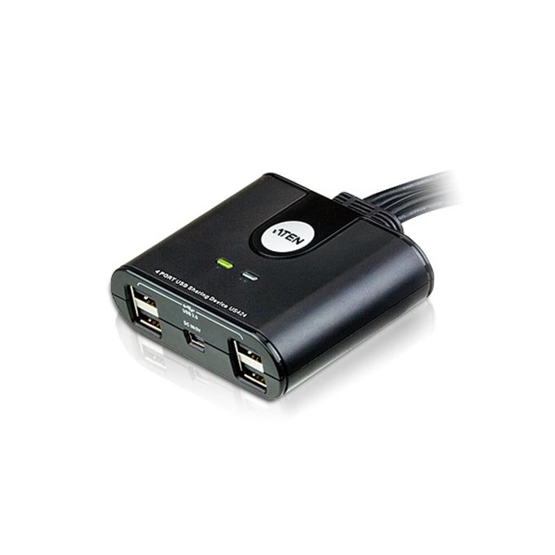 Aten Peripheral Switch 4x4 USB 2.0, 4x PC, 4x USB 2.0 Ports, Remote Port Selector, Plug and Play, Hot Pluggable, US424-AT