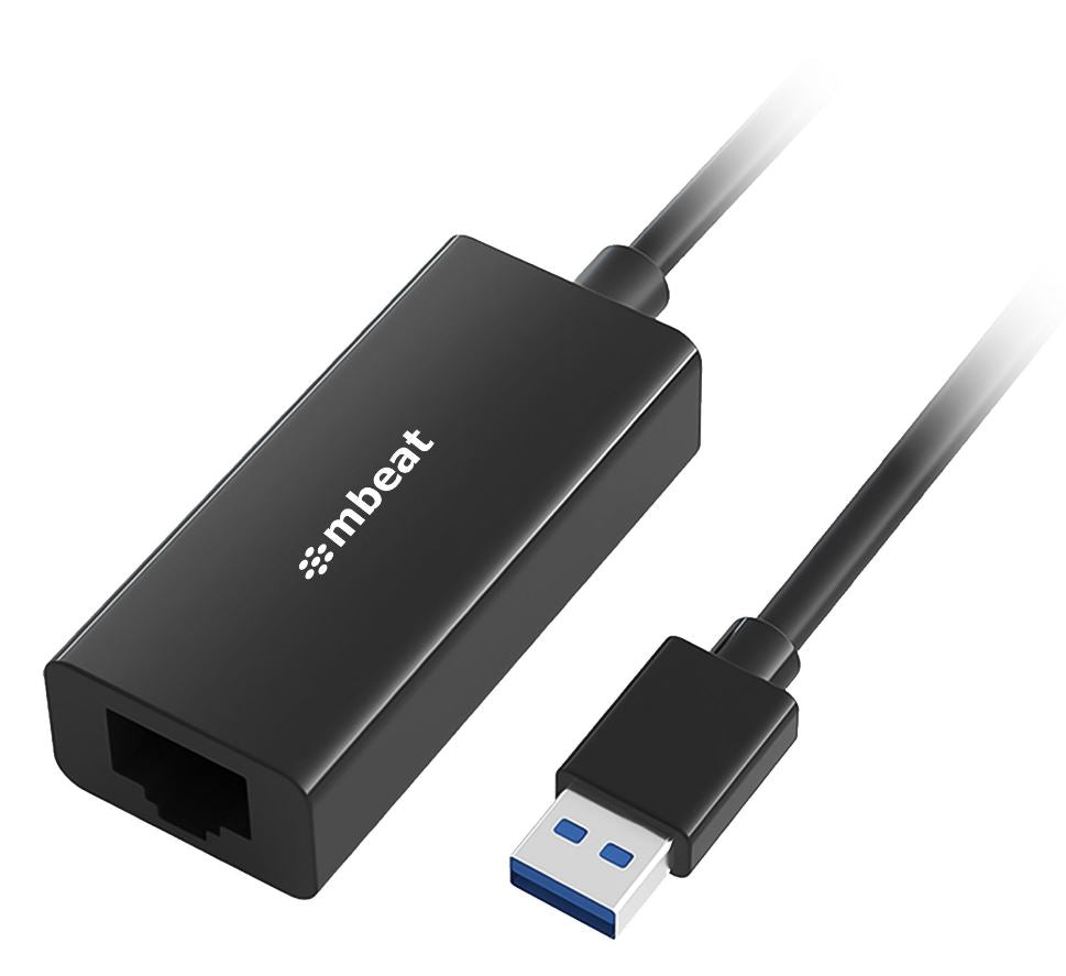 MBEAT (LS) mbeat USB 3.0 Gigabit Etherent Adapter - Black RJ45, up to 1000Mbps speed. Compact and lightweight Material: ABS Plastic Weight: 24.5g, MB-U3GL-1K