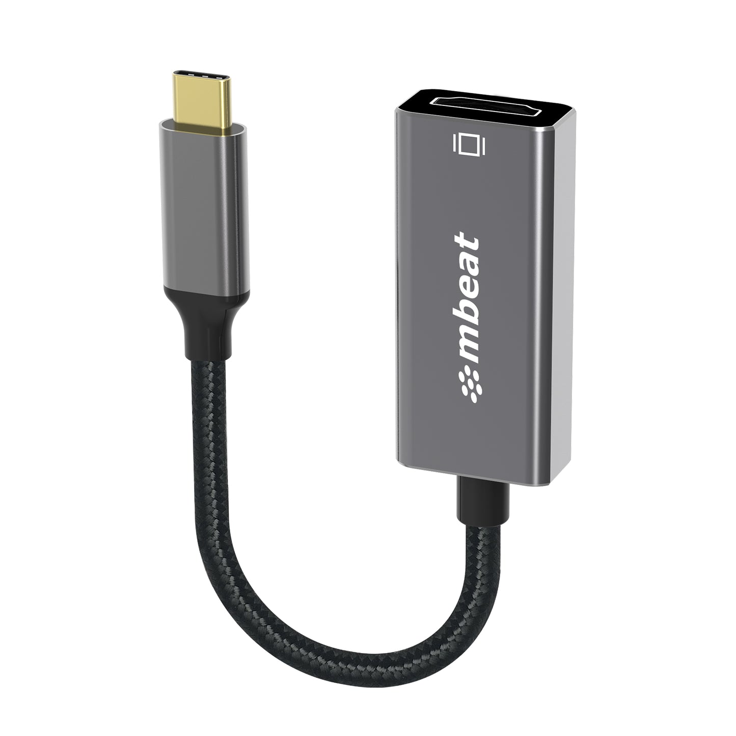 mbeat Elite USB-C to HDMI Adapter - Converts USB-C to HDMI Female Port, Supports 4K@60Hz (3840x2160), Gold Plated, Aluminium, Nylon braided Cable, MB-XAD-CHDM