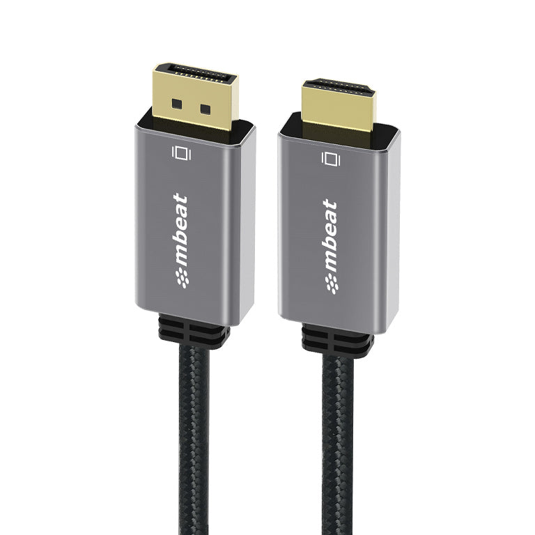 mbeat Tough Link 1.8m 4K/60Hz Display Port to HDMI Cable - Connects DisplayPort to HDMI 4K@60Hz (3840x2160), Gold Plated, Aluminium, Nylon Braided, MB-XCB-DPHDM18