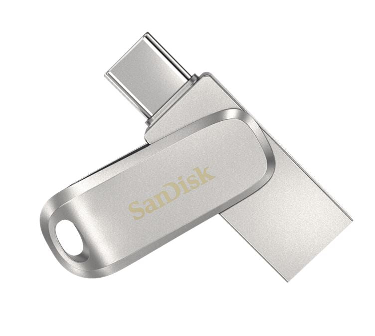 SanDisk 256GB Ultra Dual Drive Luxe USB-C & USB-A Flash Drive Memory Stick 150MB/s USB3.1 Type-C Swivel for Android Smartphones Tablets Macs PCs, SDDDC4-256G-G46