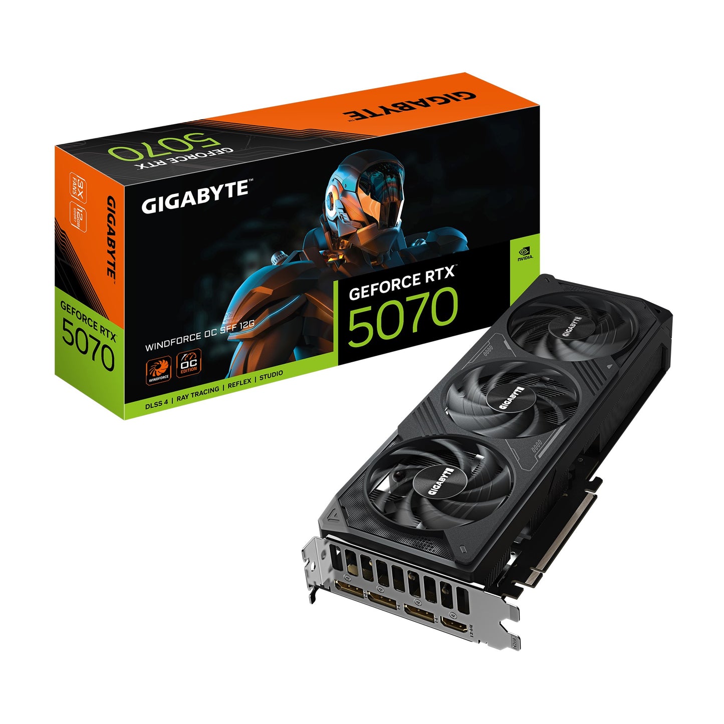Gigabyte GeForce RTX 5070 WINDFORCE OC SFF 12G, 2542 MHz, CUDA 6144, 28 Gbps, GDDR7, 192 bit, PCI-E 5.0, PSU 750W, DisplayPort 2.1b *3 HDMI 2.1b *1, GV-N5070WF3OC-12GD