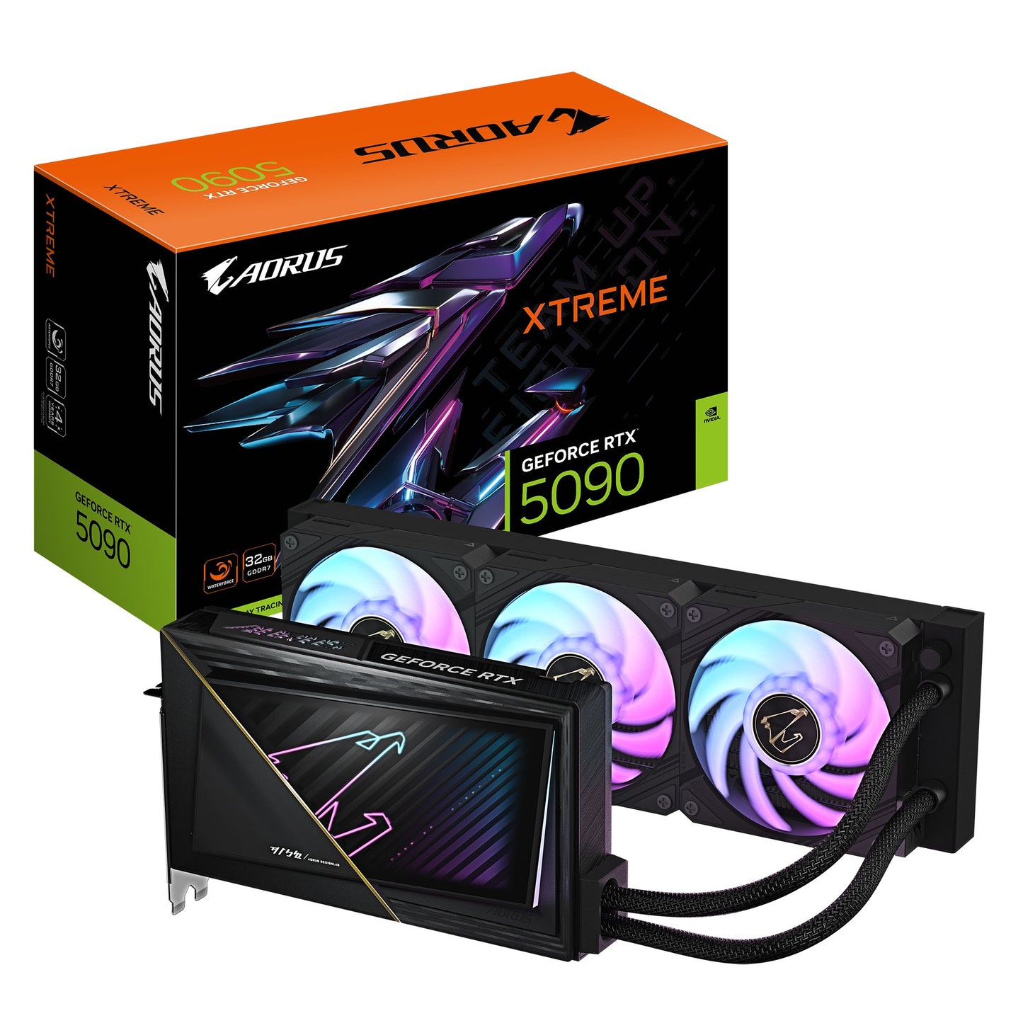 Gigabyte AORUS GeForce RTX 5090 XTREME WATERFORCE 32G, 2655 MHz , CUDA 21760, 28 Gbps, GDDR7, 512 bit, PSU 1000W, DisplayPort 2.1b *3 HDMI 2.1b *1, GV-N5090AORUSX W-32GD