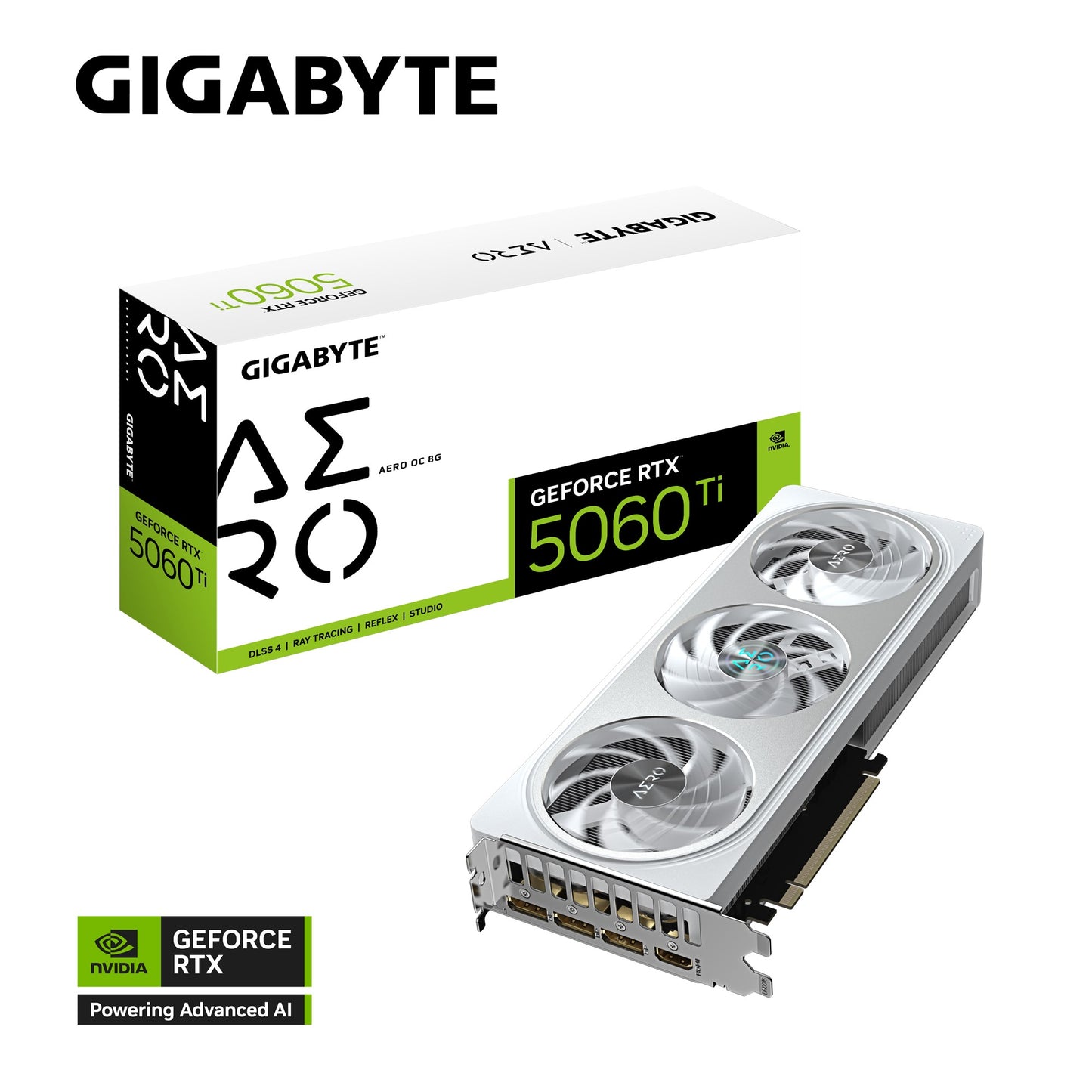 Gigabyte GeForce RTX 5060 Ti AERO OC 8G, 2647 MHz, CUDA TBD, 28 Gbps, GDDR7, 128 bit, PCI-E 5.0, PSU 650W, DisplayPort 2.1b *3 HDMI 2.1b *1, GV-N506TAERO OC-8GD