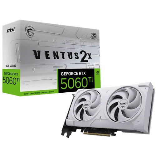 MSI nVidia GeForce RTX 5060 Ti 8G VENTUS 2X OC WHITE PLUS, PCI Express Gen 5 x16, Boost: 2602 MHz, CUDA 4608 Units, 8GB GDDR7, HDMI x 1