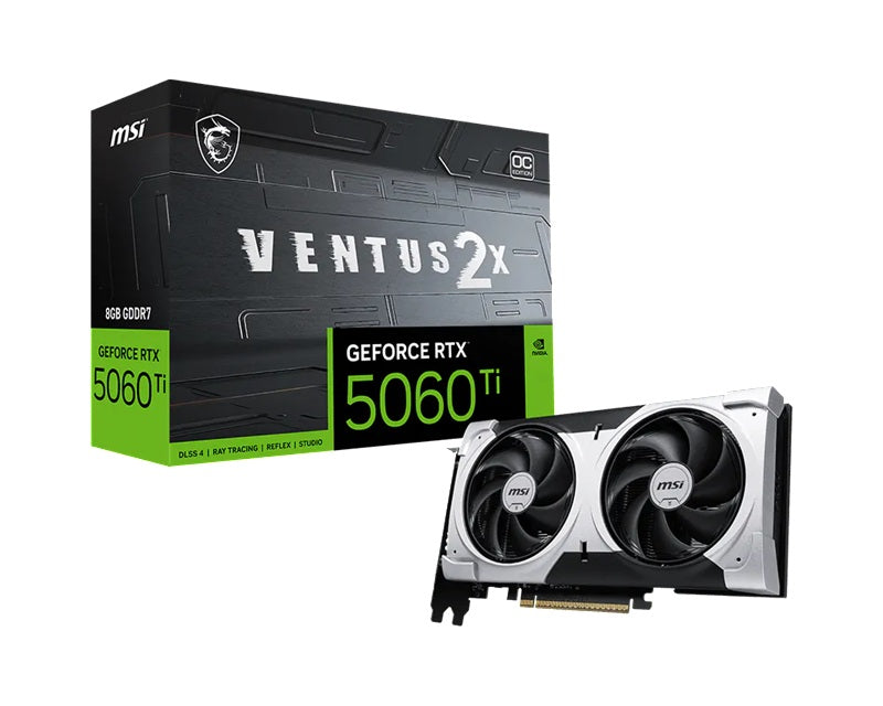 MSI nVidia GeForce RTX 5060 Ti 8G VENTUS 2X OC PLUS, PCI Express Gen 5 x16, Boost: 2602 MHz, CUDA 4608 Units, 8GB GDDR7, HDMI x 1