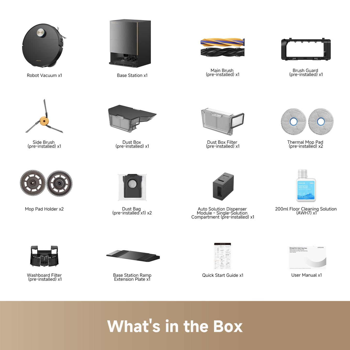 Dreame X60 Ultra DRE-X60U — what's in the box contents