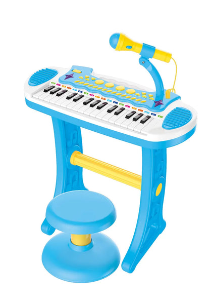 Lenoxx Children's Electronic Keyboard Toy with Stand and Microphone Blue - 2038