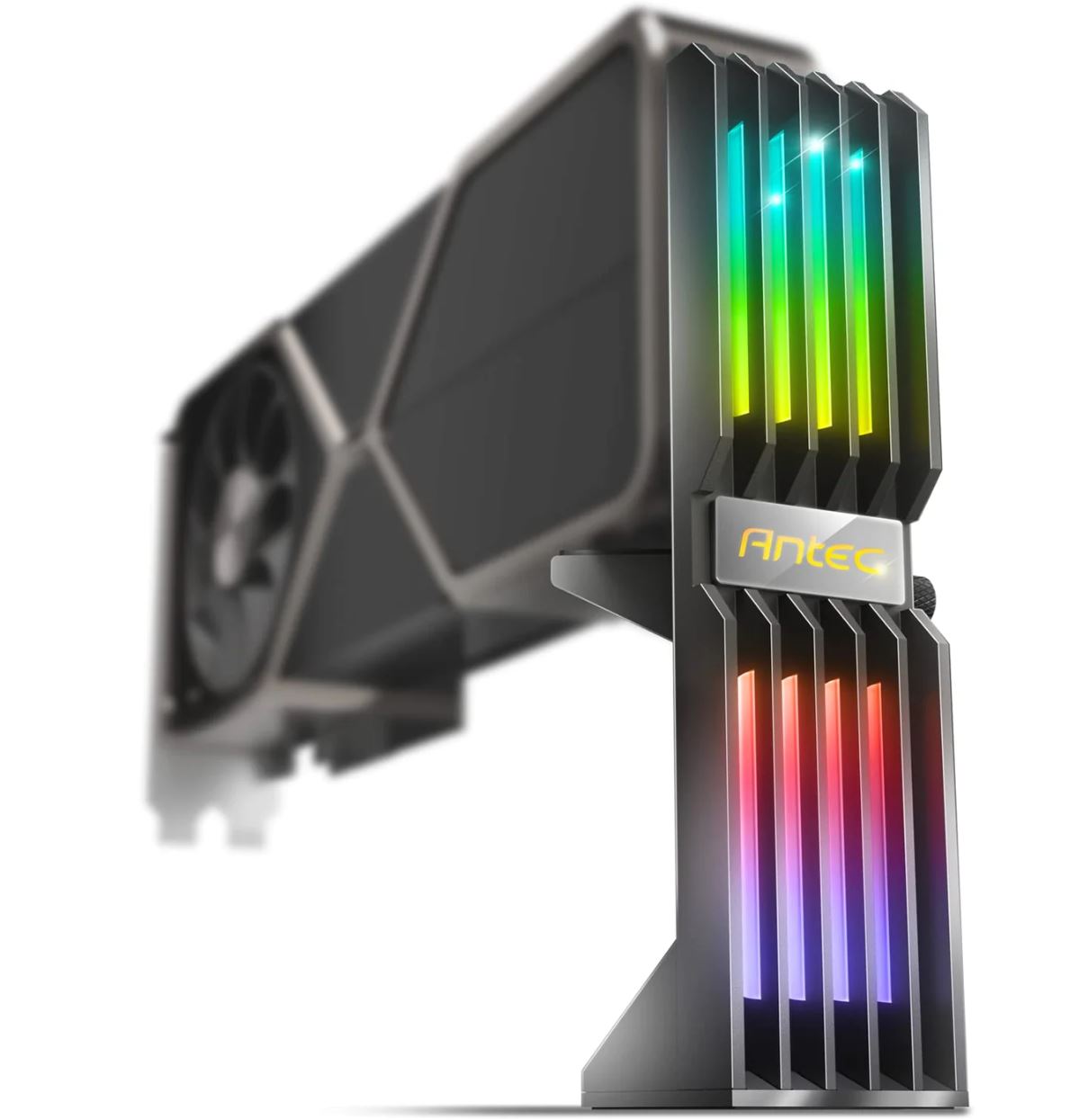 Antec (LS)Antec RGB GPU Support Bracket, Graphics Card Holder, Addressable RGB 5V 3PIN RGB Connector. Black(LS), AT-GPUH-ARGB-BK