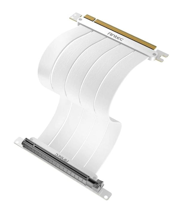 Antec (LS)Antec PCIE-4.0 Riser Cable (200mm) White, Up to RTX4090 / 7900XT. High End Gold Plated and Shielded six Layer PCB. FPS lossless output Stability, AT-RCAB-W200-PCIE4-RTX40